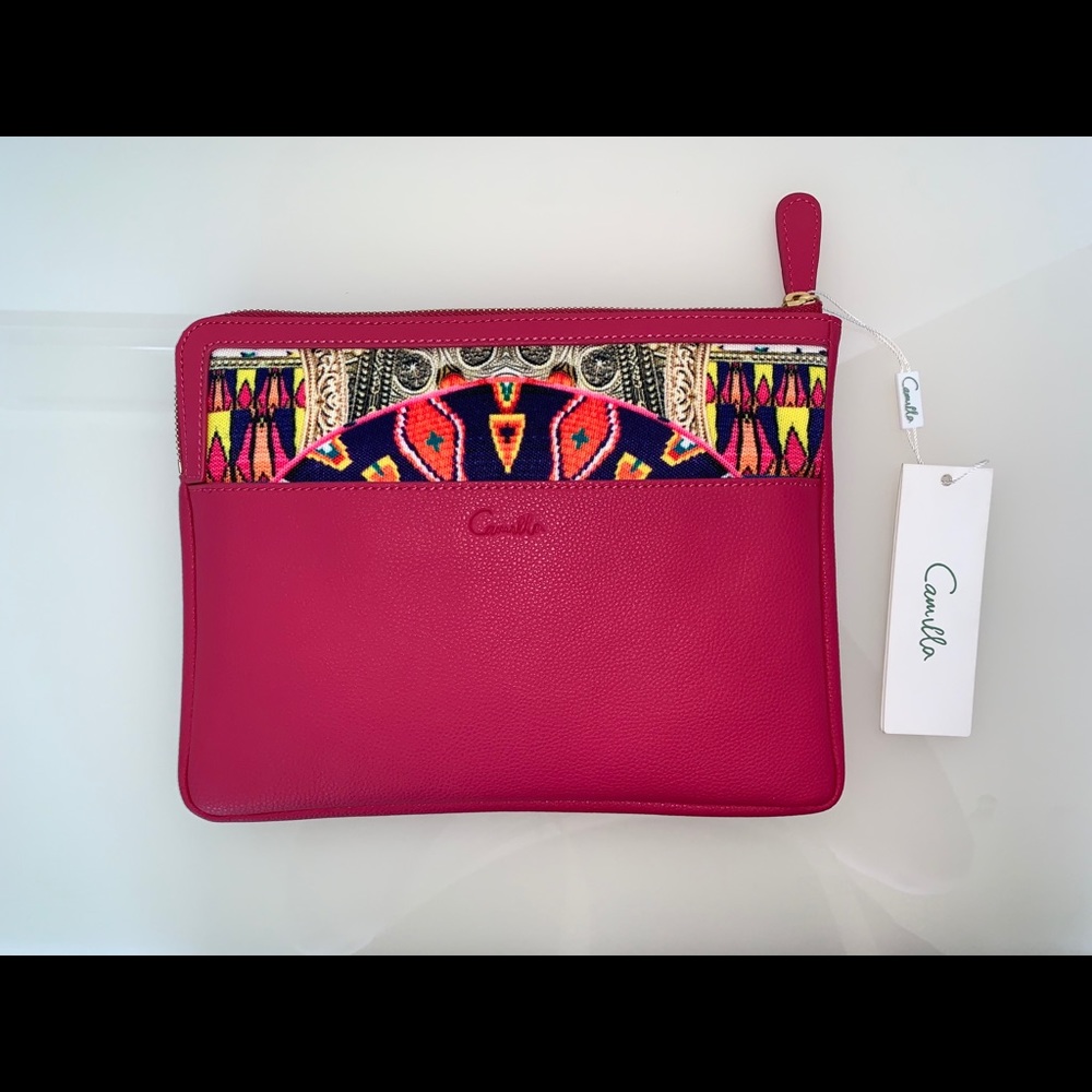 CAMILLA Anthropologie “Dream Weavers” leather travel clutch pouch sac - Picture 2 of 4